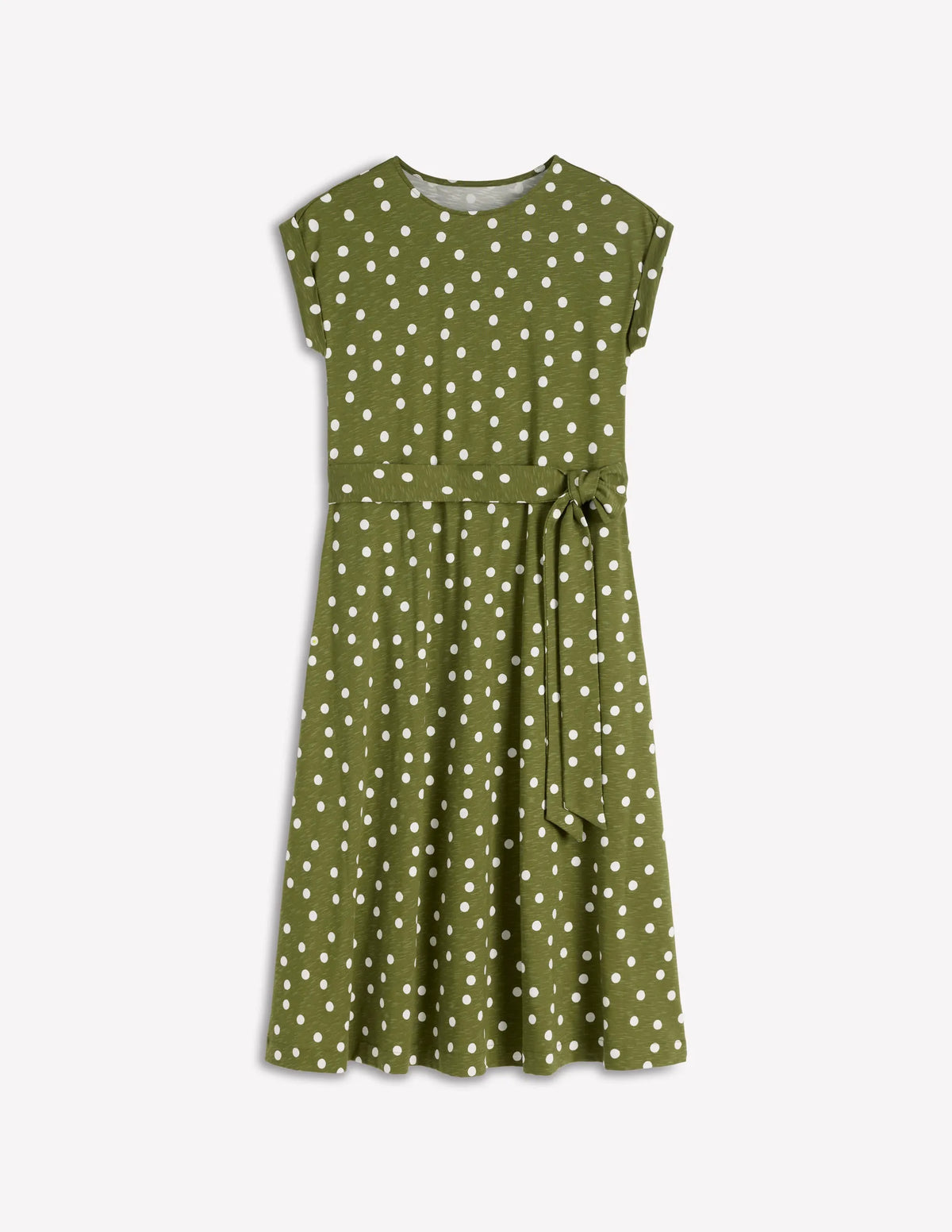 Eve Jersey Midi Dress-Olive, Painted Dot Spaced