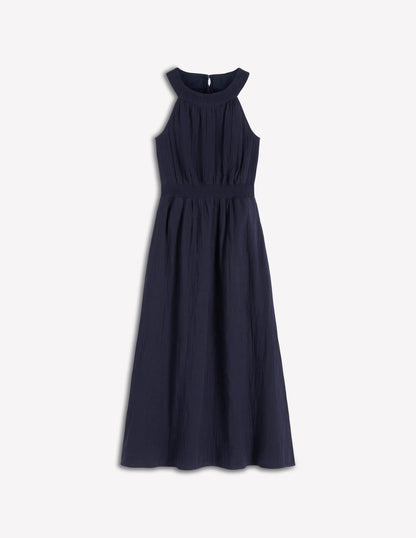 Daphne Double Cloth Dress-NAVY