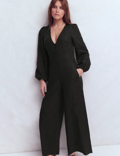 Lola Linen Jumpsuit-Black