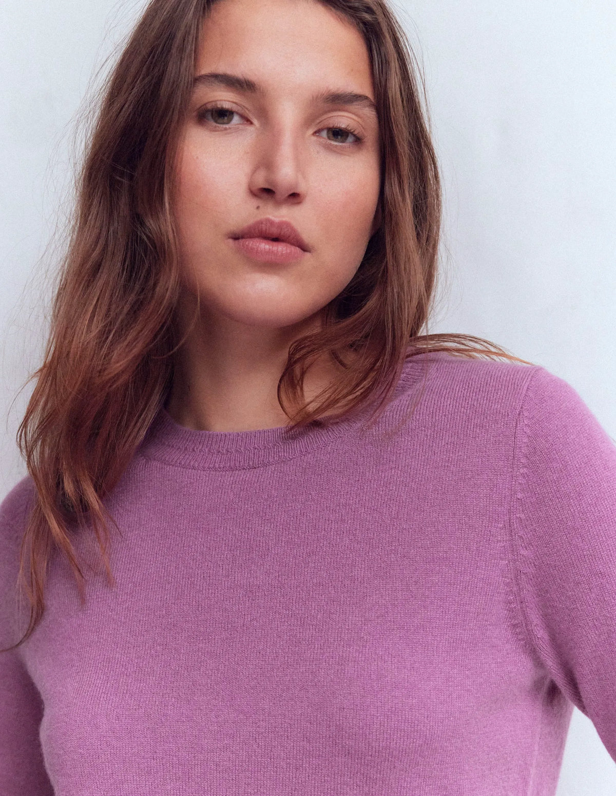 Eva Cashmere Crew Neck Sweater-Clover Purple