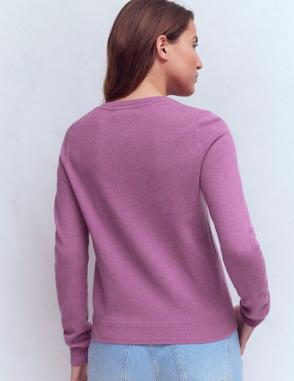 Eva Cashmere Crew Neck Sweater-Clover Purple