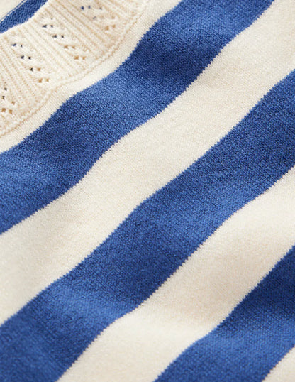 Emilia Cotton Crew T-shirt-Denim Blue/ Warm Ivory