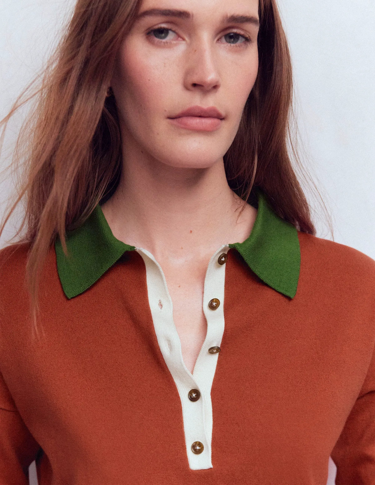 Lara Cotton Henley Jumper-Barn Red