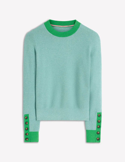 Grace Colour Block Sweater-Cloudy Jade Blue