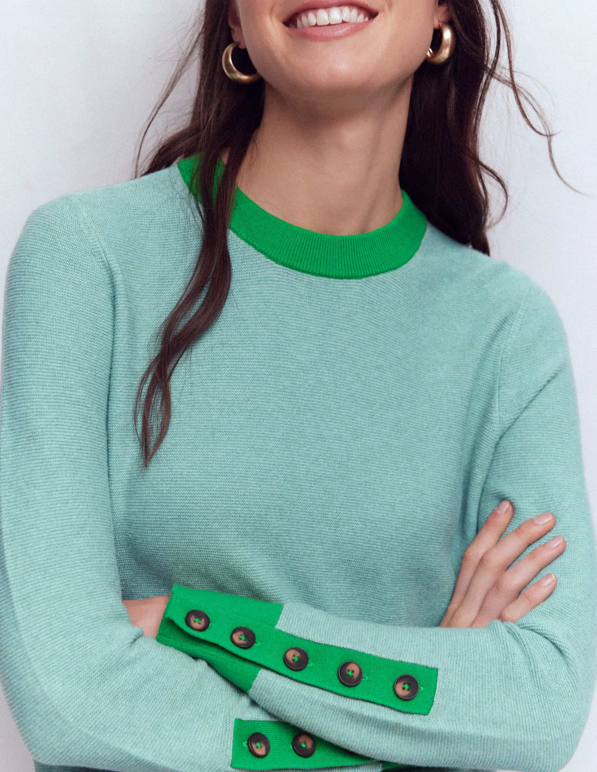 Grace Colour Block Sweater-Cloudy Jade Blue