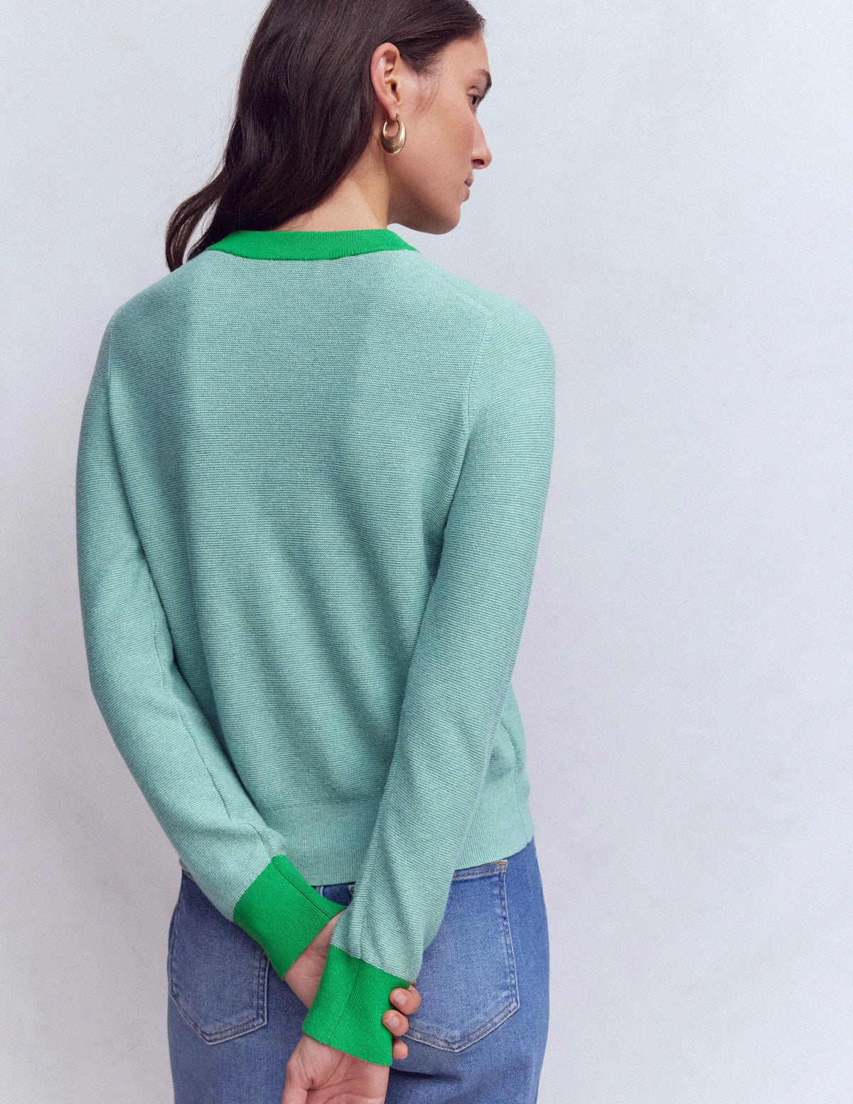 Grace Colour Block Sweater-Cloudy Jade Blue