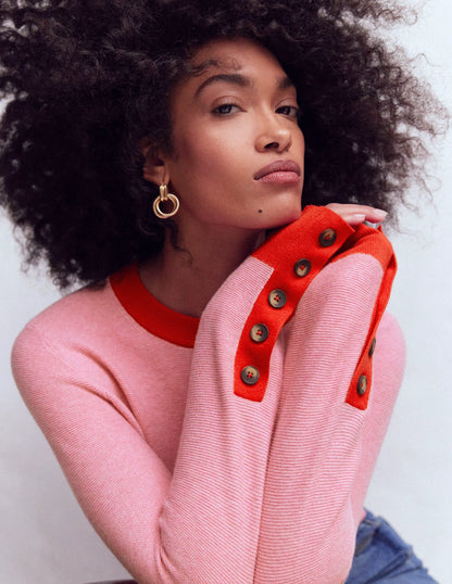 Grace Colour Block Sweater-Pink Lady