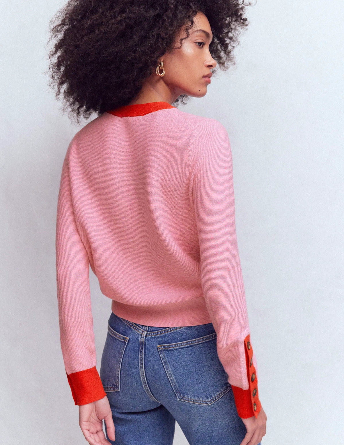 Grace Colour Block Sweater-Pink Lady