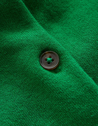Emilia Cotton Cropped Cardigan-Rich Emerald