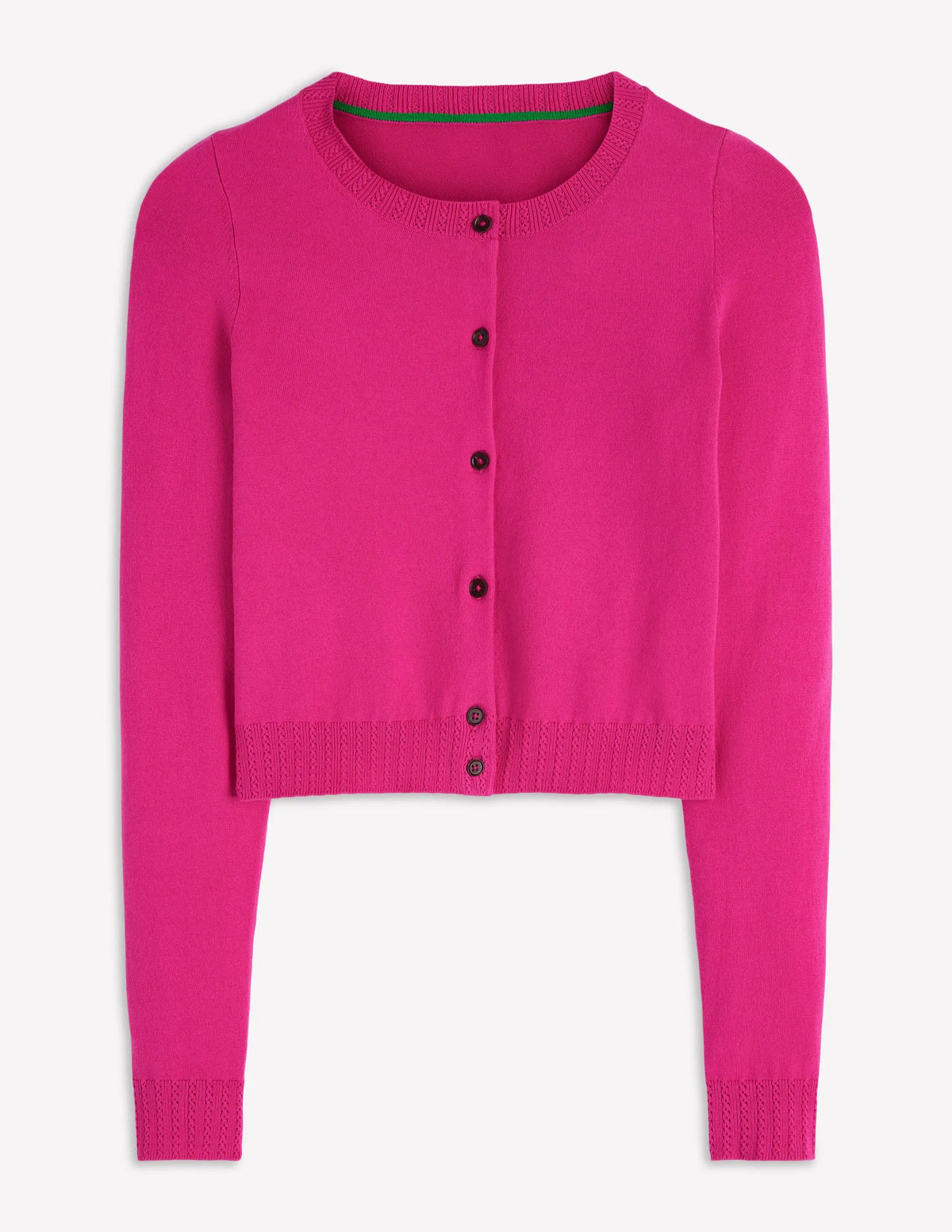 Emilia Cotton Cropped Cardigan-Pink Peony