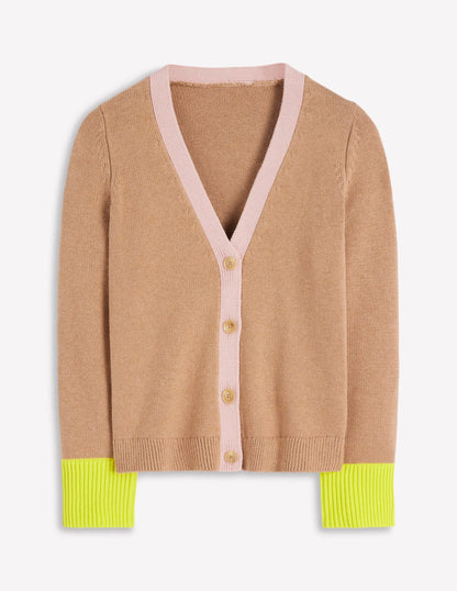 Lucy Relaxed Cotton Cardigan-Camel Melange