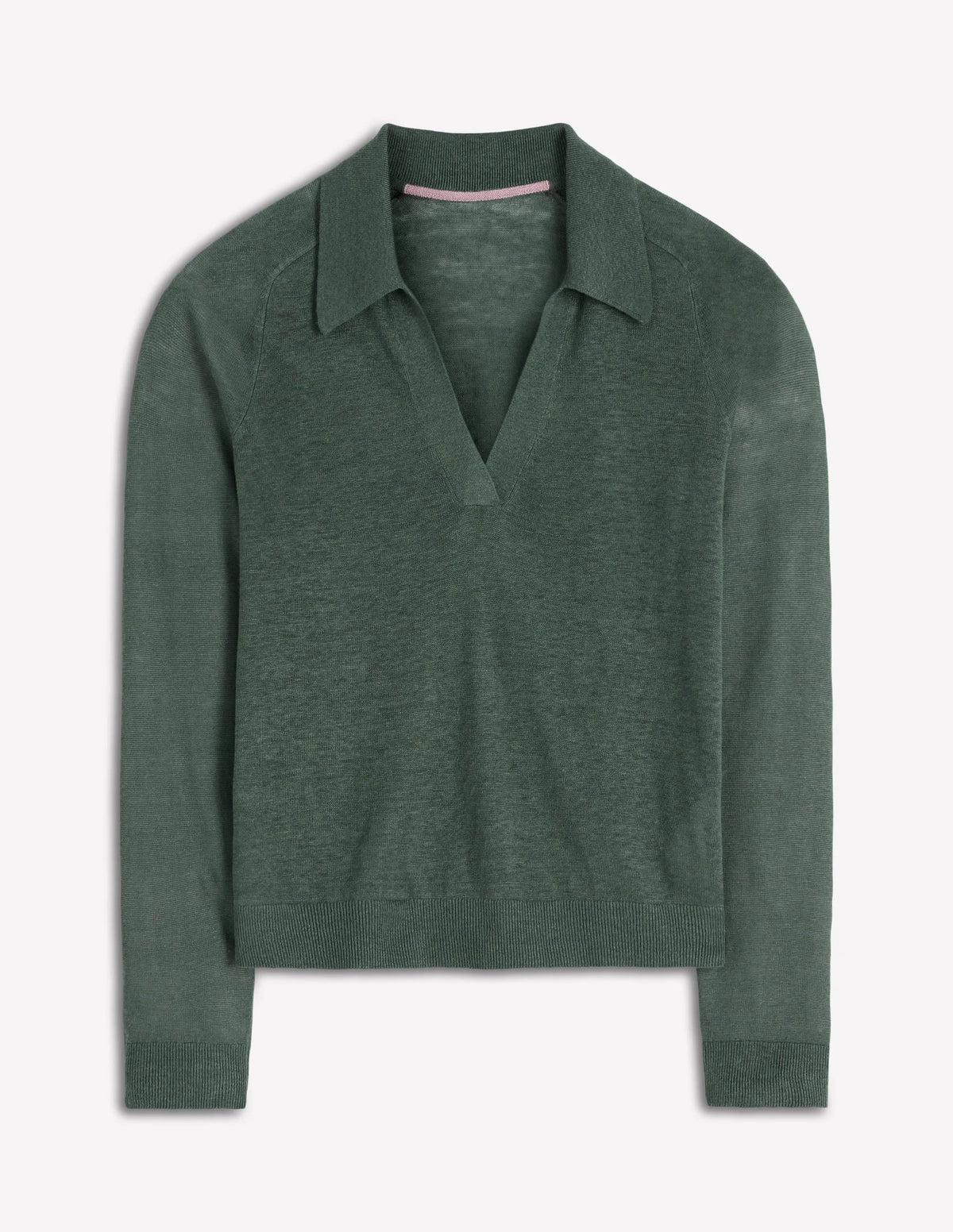 Agnes Collared Linen Jumper-Green Jasper