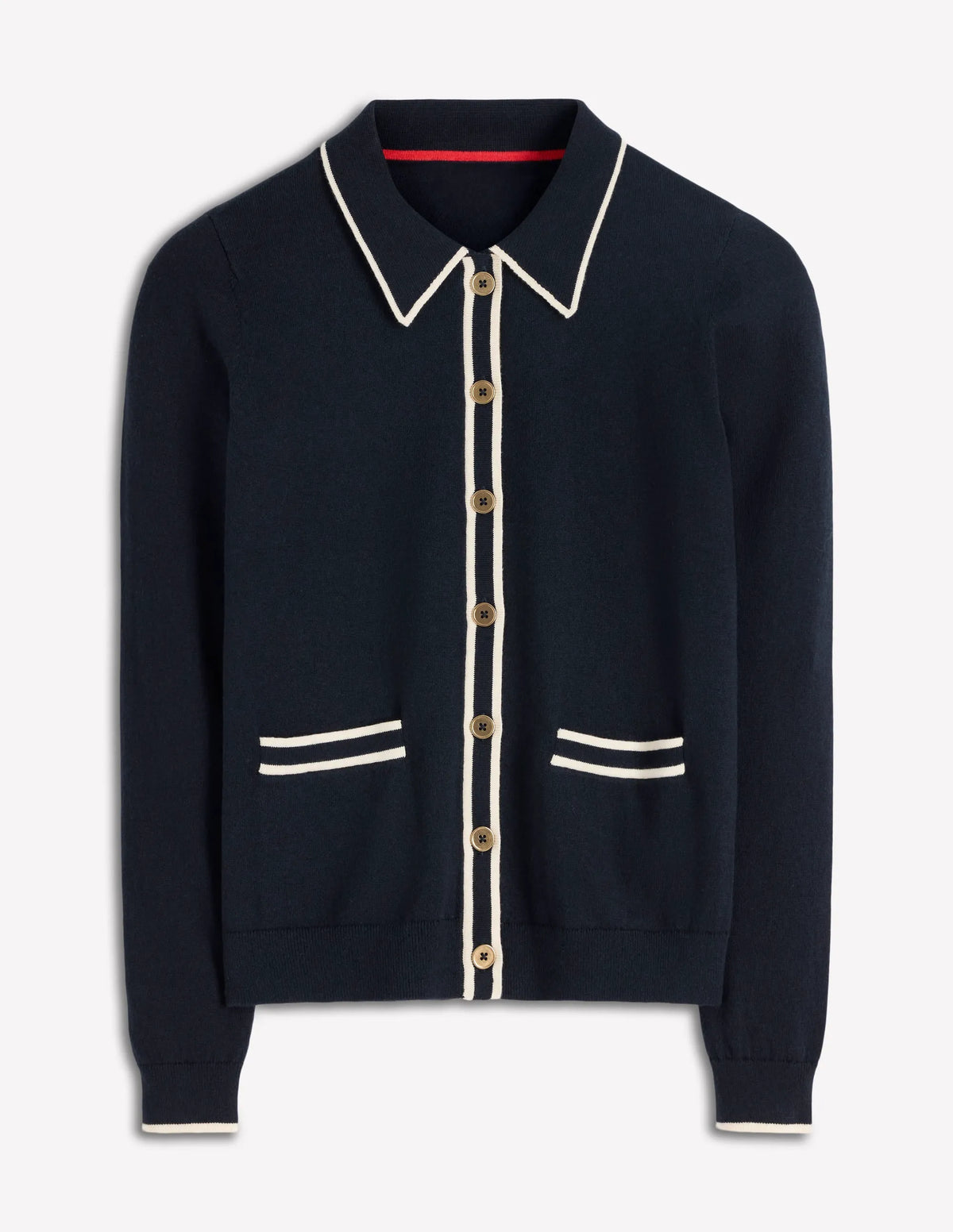 Liz Knitted Collared Cardigan-Navy