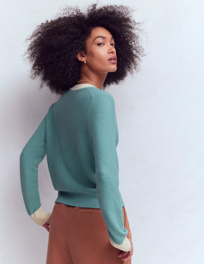 Grace Colour Block Cardigan-Cloudy Jane Blue