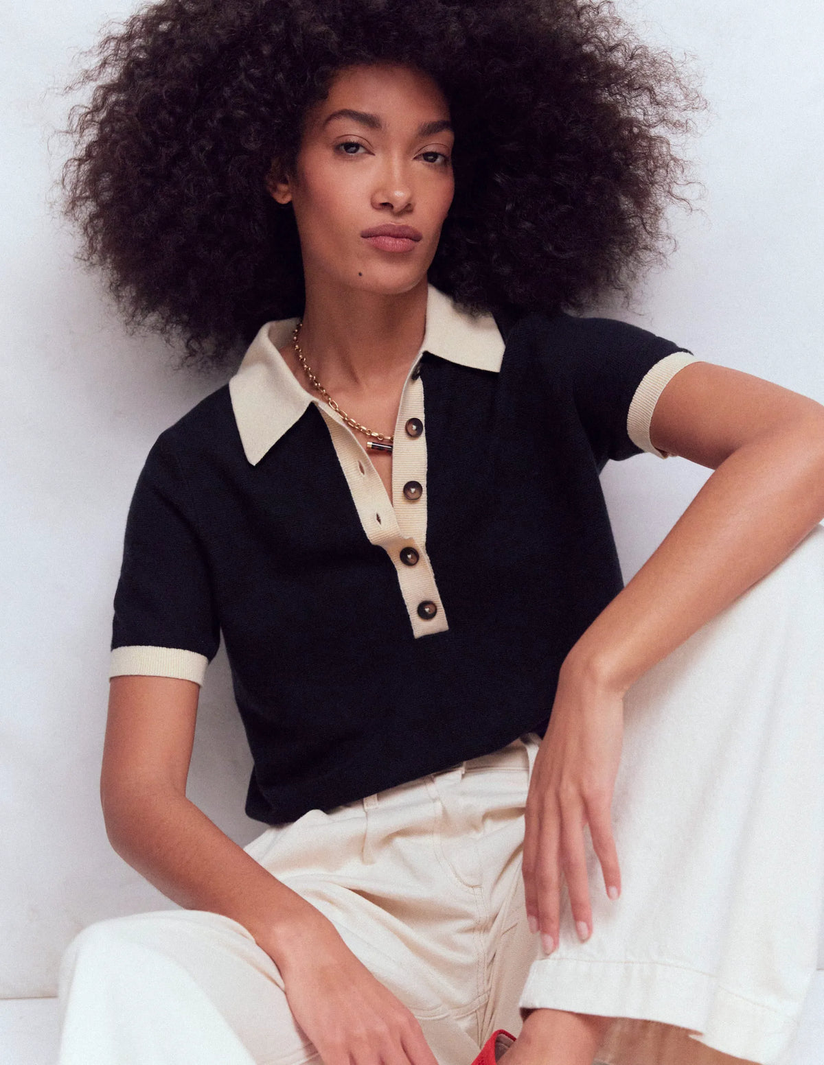 Grace Colour Block T-Shirt-Navy