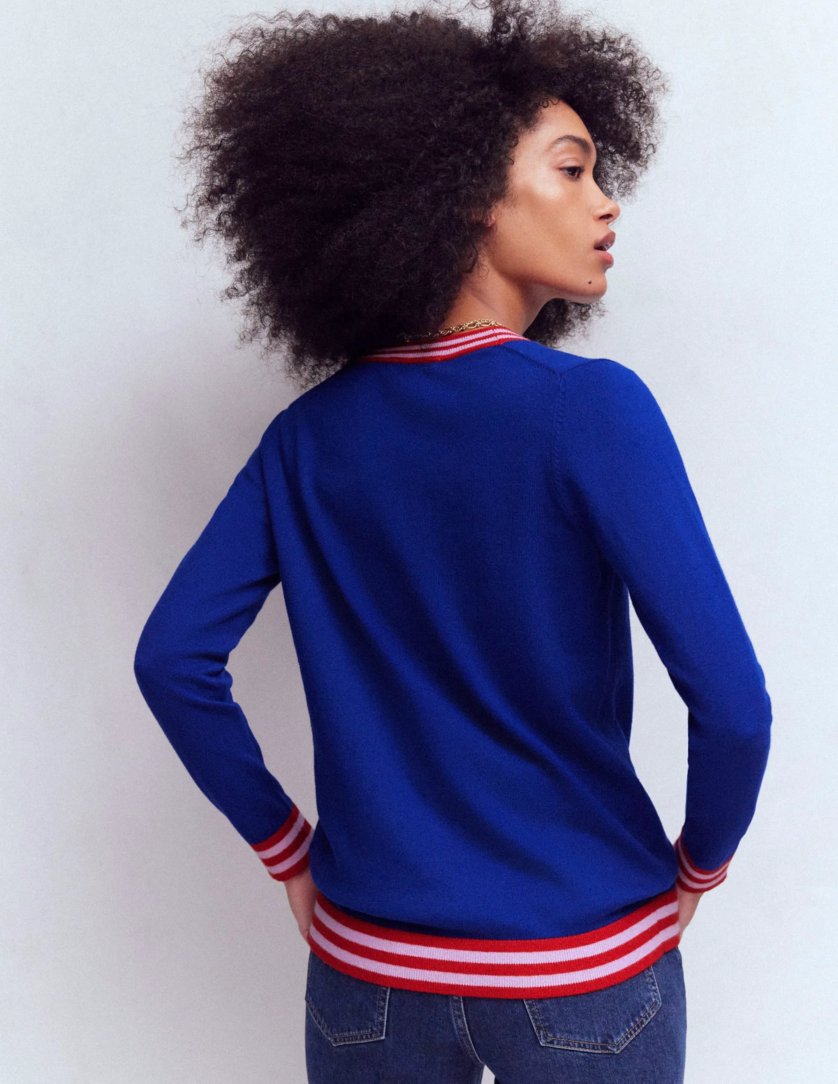 V Neck Longline Cardigan-Bright Blue