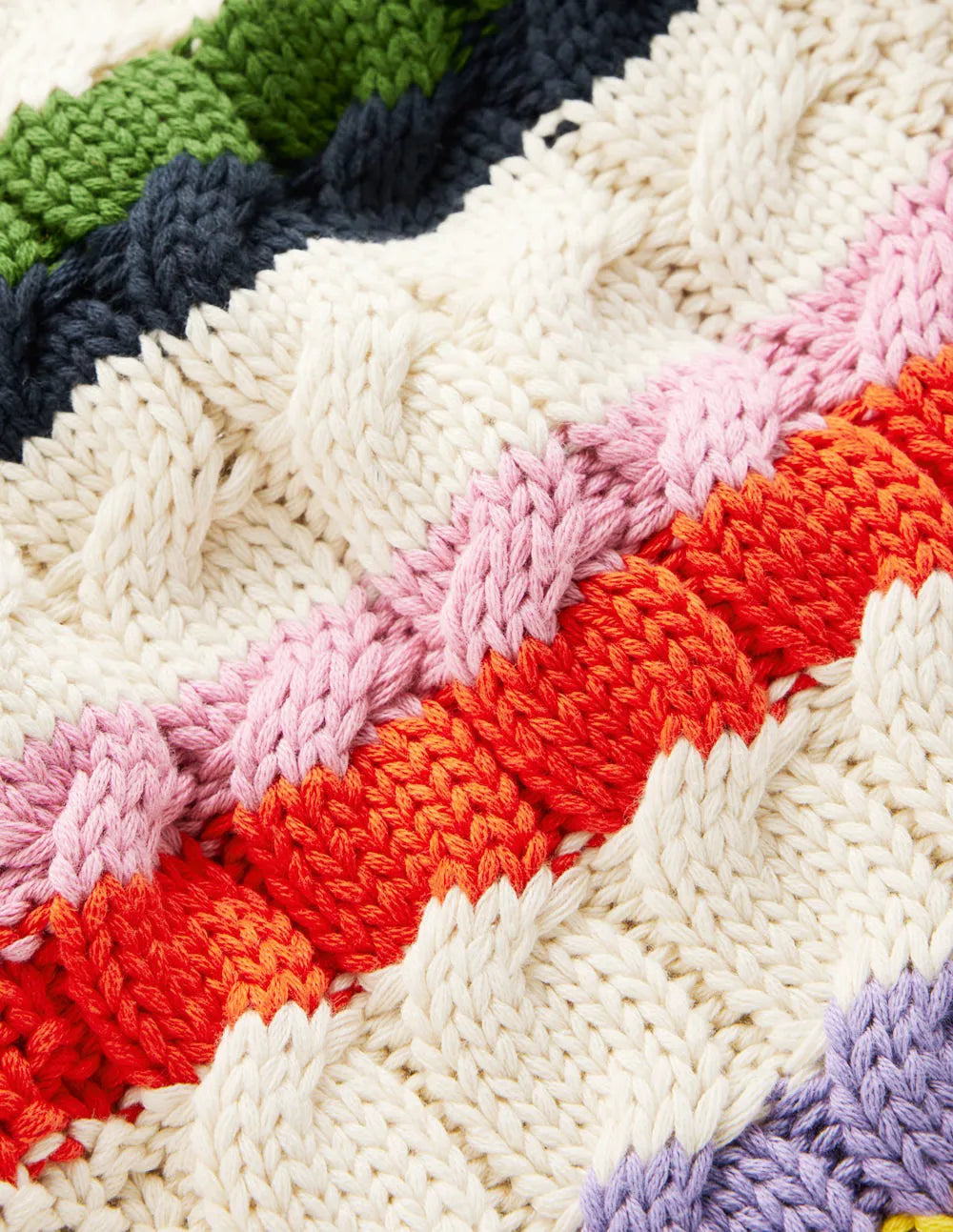 Cotton Cable Jumper-Warm Ivory, Rainbow