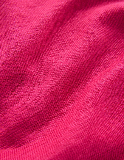 Agnes Linen Button T-Shirt-Pink Peony