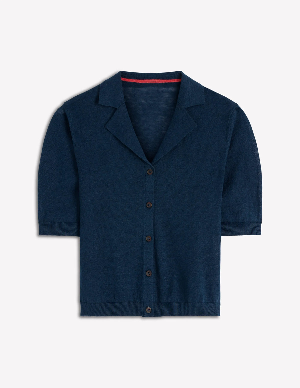Agnes Collar Linen Cardigan-Navy