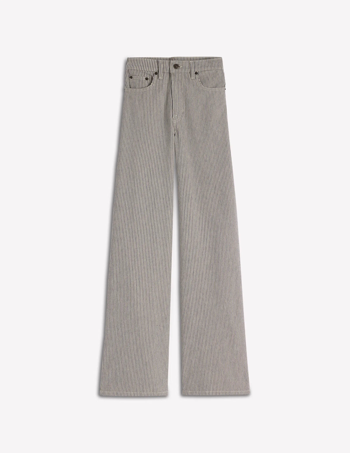 High Rise Wide Leg Jeans-Blue Stripe
