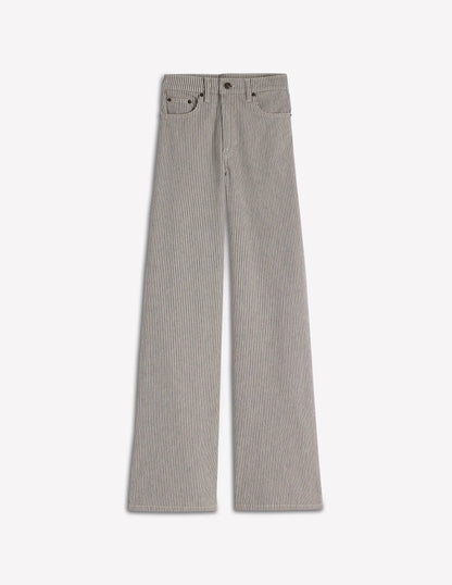 High Rise Wide Leg Jeans-Blue Stripe