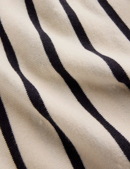 Liz Knitted Midi Skirt-Ivory Stripe