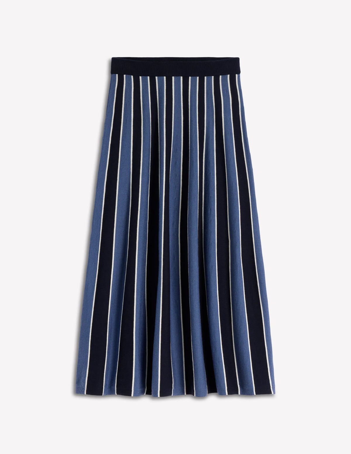 Liz Knitted Midi Skirt-Denim Blue Stripe