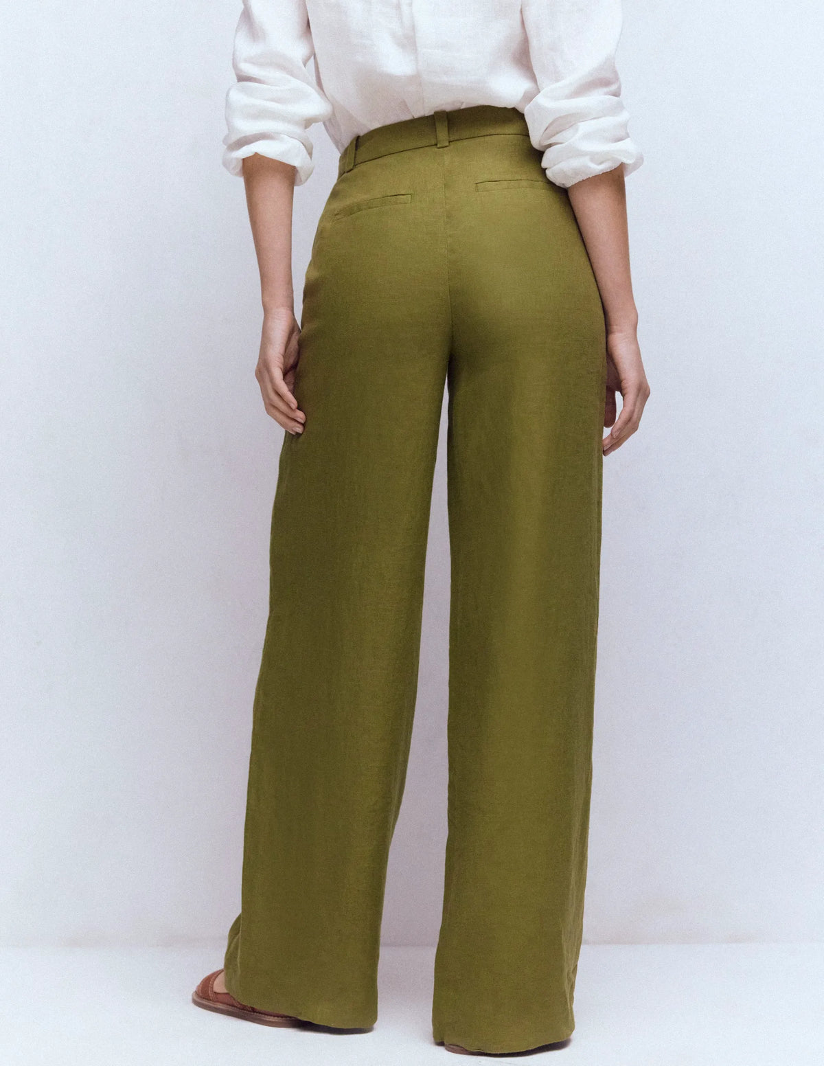 Belgravia Linen Pants-Olive Green