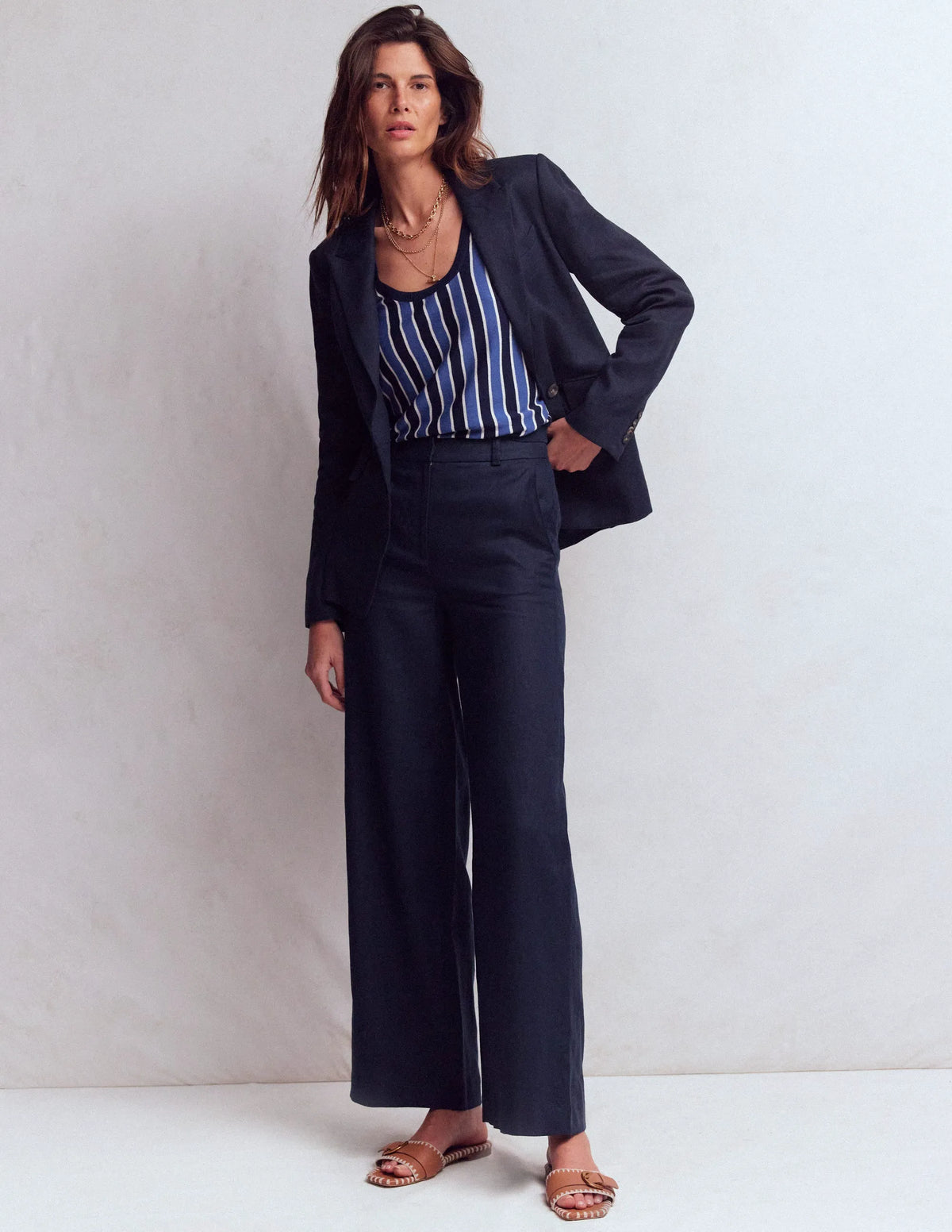 Belgravia Linen Pants-Navy
