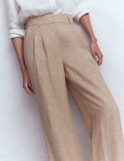 Kensington Linen Pants-Cappuccino Chambray