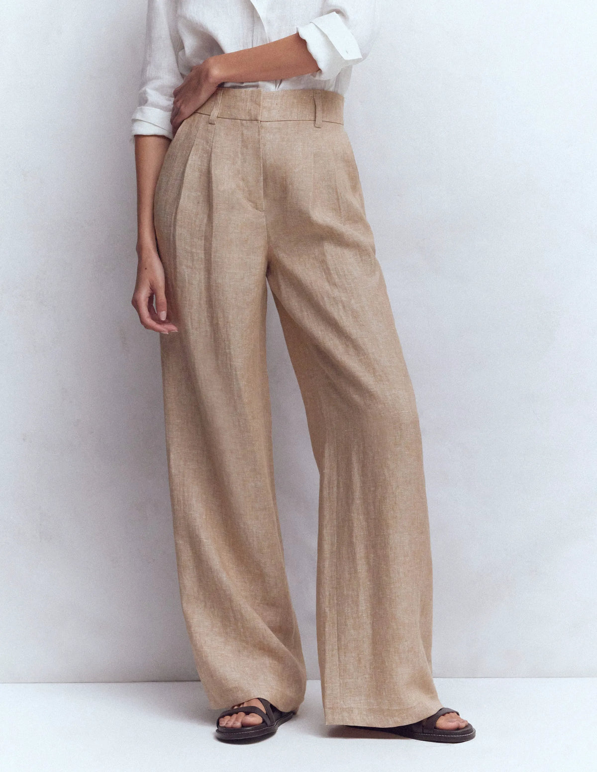 Kensington Linen Pants-Cappuccino Chambray