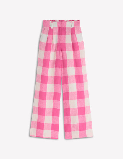 Kensington Linen Pants-Pink Punch Gingham