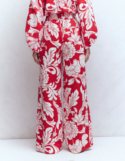 Kensington Linen Pants-Botanical Flourish