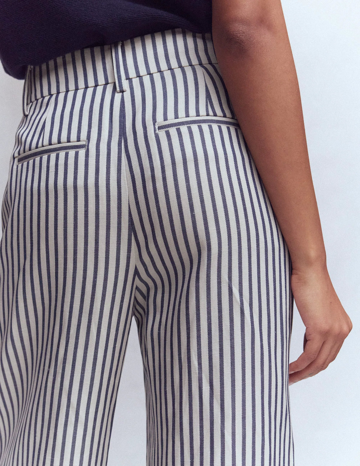 Kensington Wide Leg Pants-Blue and Ivory Stripe