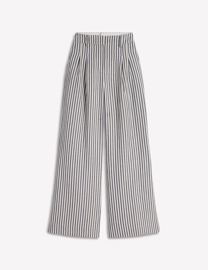 Kensington Wide Leg Pants-Blue and Ivory Stripe