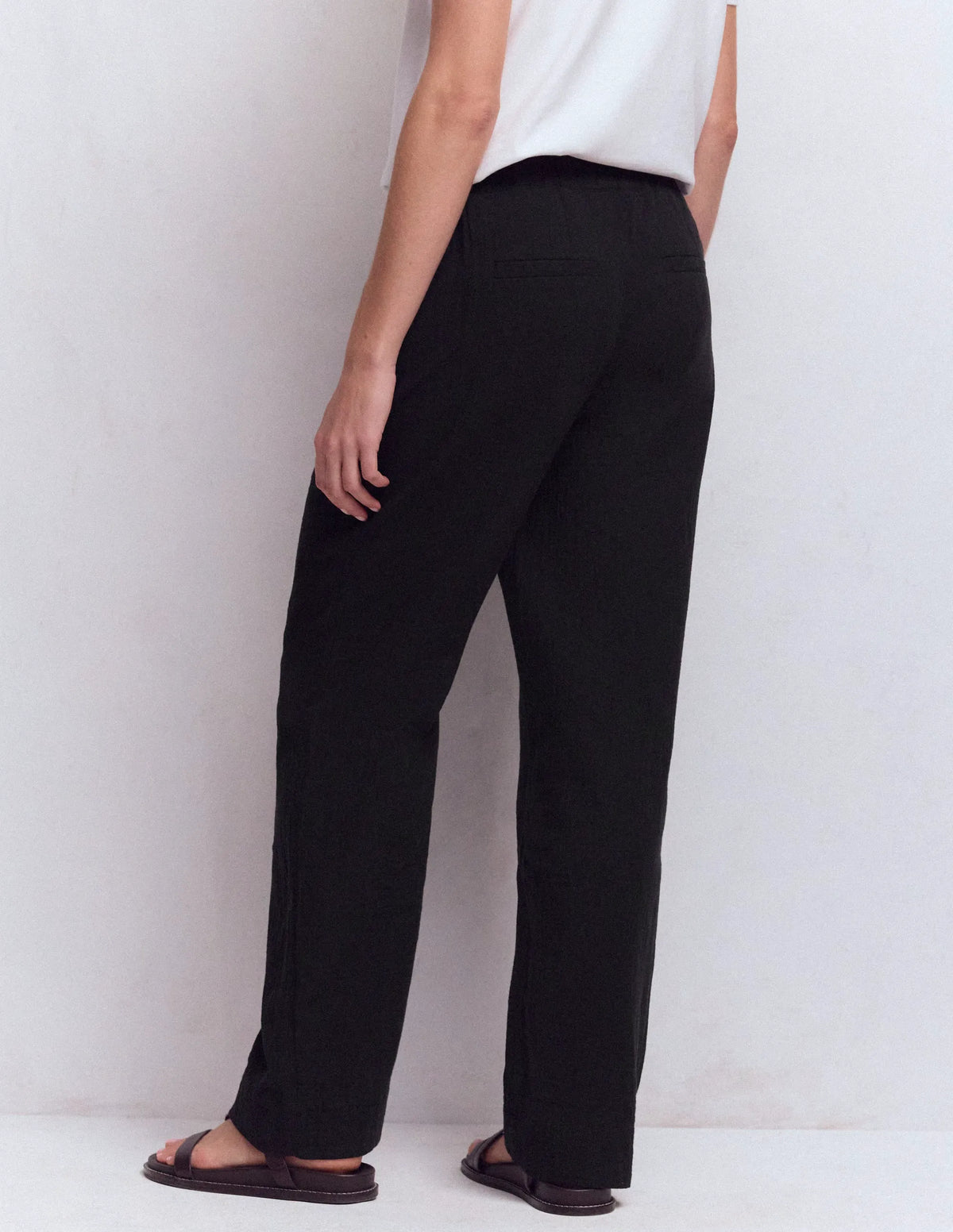 Pull On Double Cloth Pants-Black