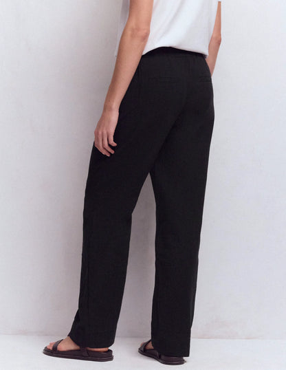 Pull On Double Cloth Pants-Black
