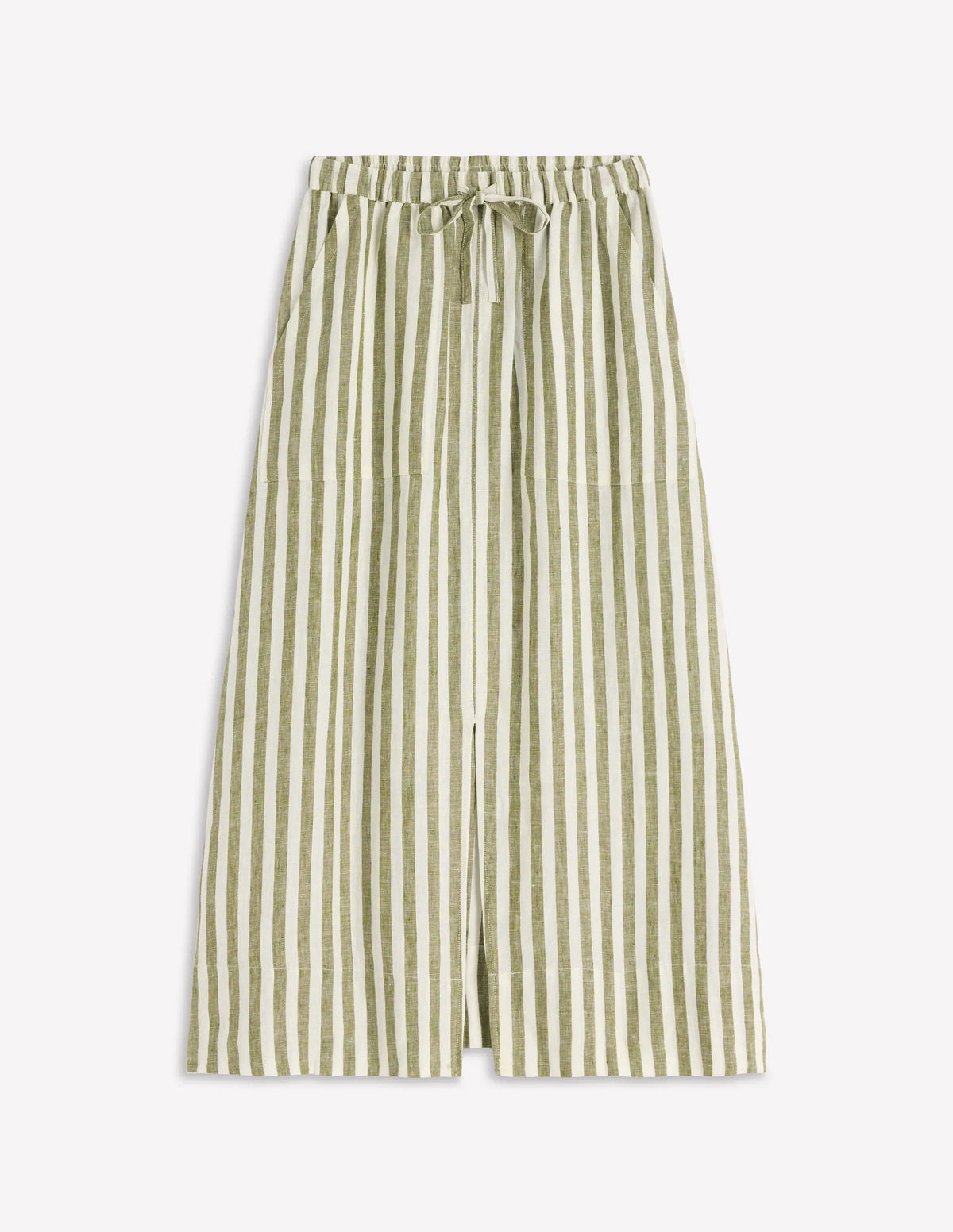 Layla Linen Skirt-Green Stripe