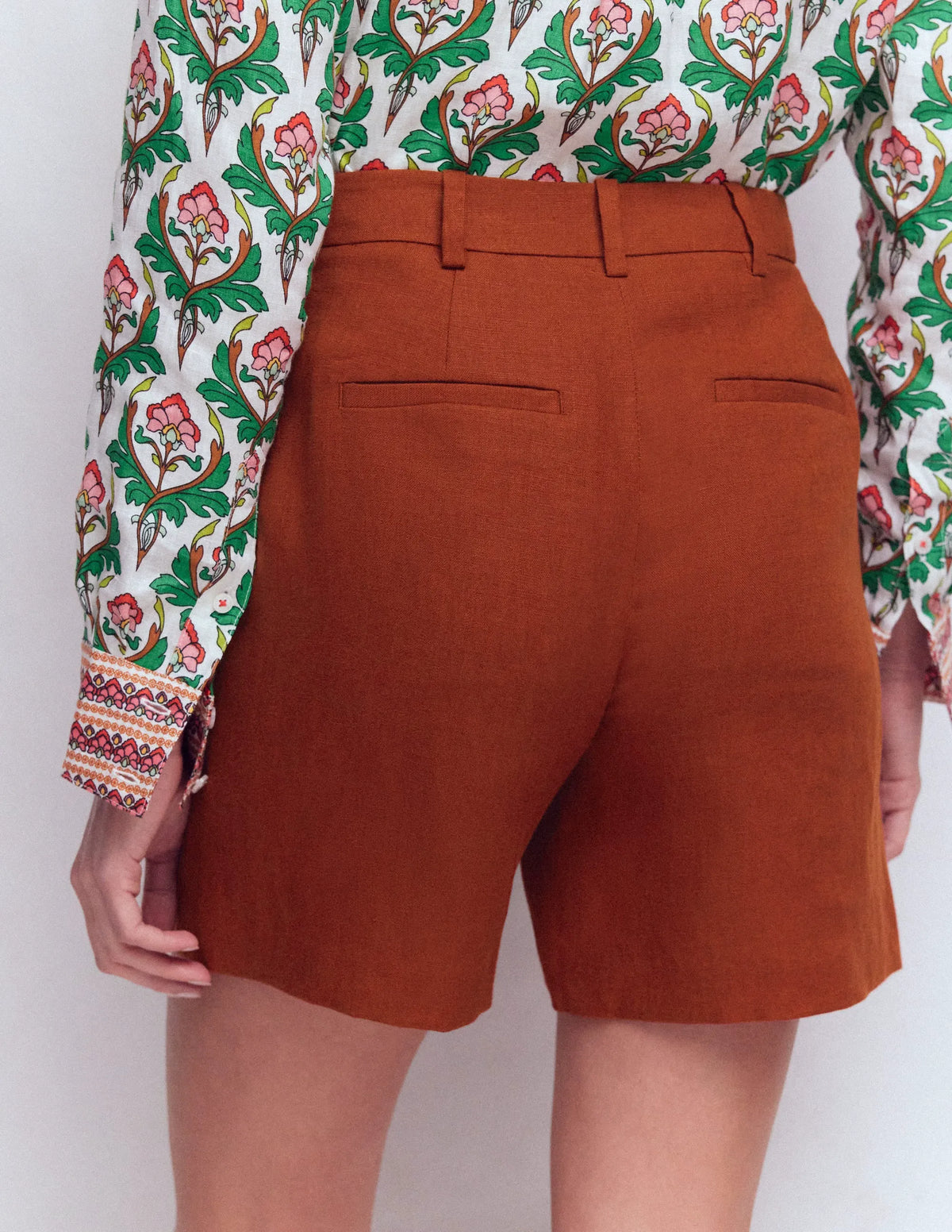 Belgravia Linen Shorts-Burnt Orange