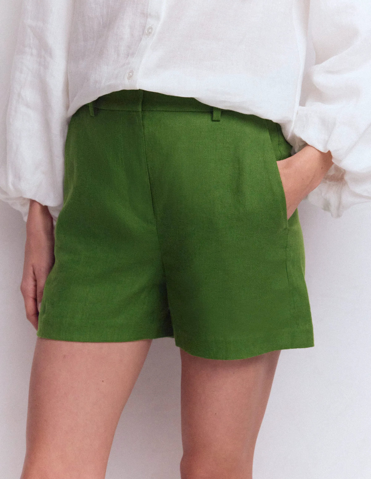 Belgravia Linen Shorts-Promenade Green