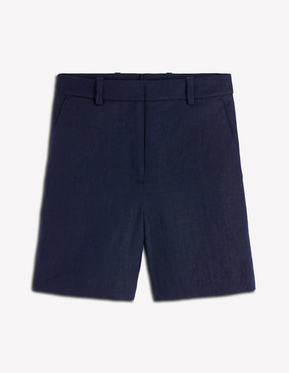 Belgravia Linen Shorts-Navy