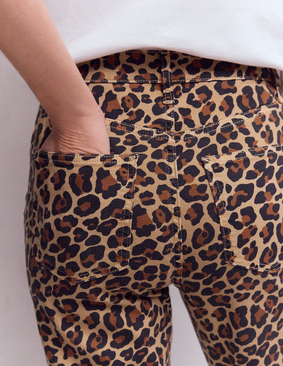 High Rise Straight Jeans-Animal Print
