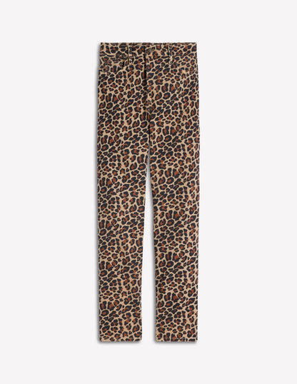 High Rise Straight Jeans-Animal Print