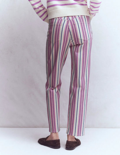 High Rise Straight Jeans-Pink, Blue & Ivory Stripe