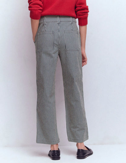 Straight Leg Chino Pants-Blue and Ivory Stripe