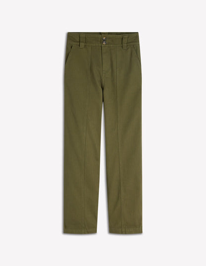 Straight Leg Chino Pants-Woodland Green Herringbone
