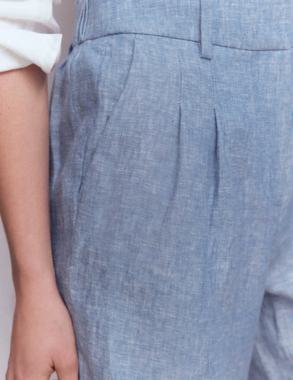 Kensington Linen Shorts-Blue Chambray