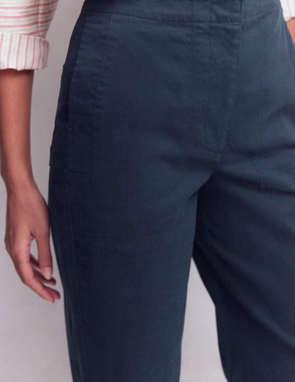 Barrel Leg Chino Pants-Navy