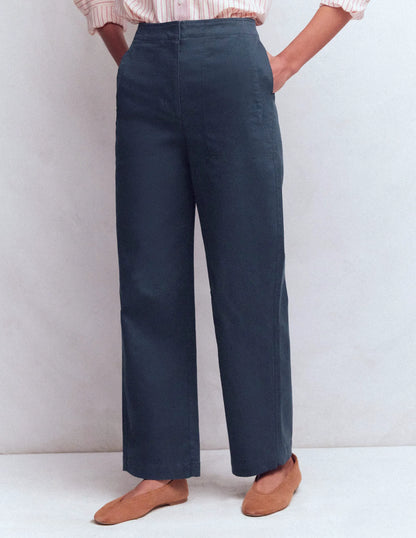 Barrel Leg Chino Pants-Navy