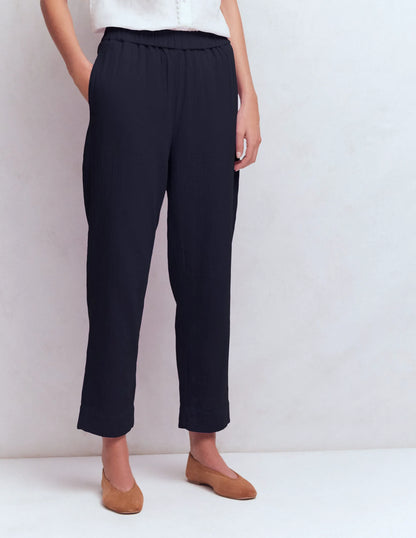 Double Cloth Crop Pants-Navy